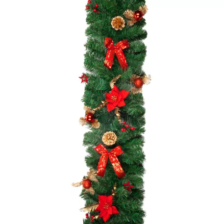 MagicHome karácsonyi dísz, girland, piros, 200 cm