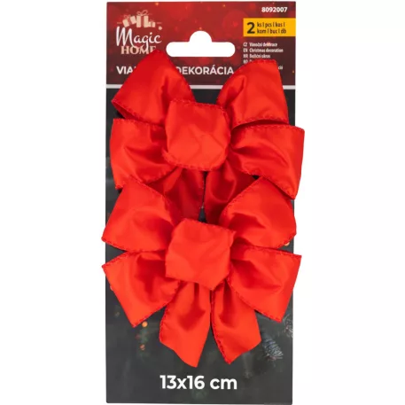MagicHome Karácsonyi Dekoráció masni, piros, 2db, 13 x 16 cm