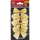 MagicHome Karácsonyi Dekoráció masni, arany, 4 db, 9 x 9 cm