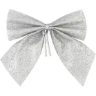 MagicHome Karácsonyi Dekoráció masni, ezüst, 4 db, 9 x 9 cm