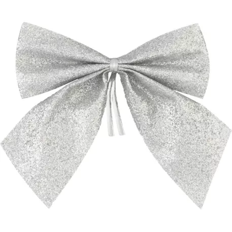 MagicHome Karácsonyi Dekoráció masni, ezüst, 4 db, 9 x 9 cm