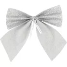 MagicHome Karácsonyi Dekoráció masni, ezüst, 4 db, 9 x 9 cm