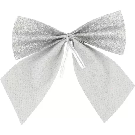 MagicHome Karácsonyi Dekoráció masni, ezüst, 4 db, 9 x 9 cm