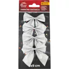 MagicHome Karácsonyi Dekoráció masni, ezüst, 4 db, 9 x 9 cm