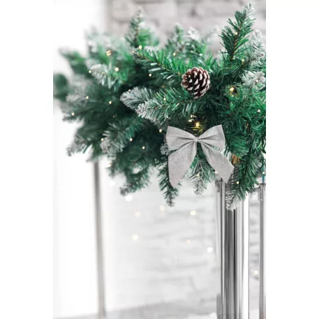 MagicHome Karácsonyi Dekoráció masni, ezüst, 4 db, 9 x 9 cm