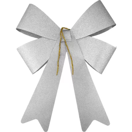 MagicHome Karácsonyi Dekoráció masni, ezüst, 38 x 30 cm