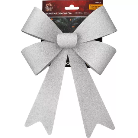 MagicHome Karácsonyi Dekoráció masni, ezüst, 38 x 30 cm