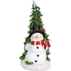   MagicHome karácsonyi dísz, Hóember karácsonyfával, 10 x 9.5 x 20 cm