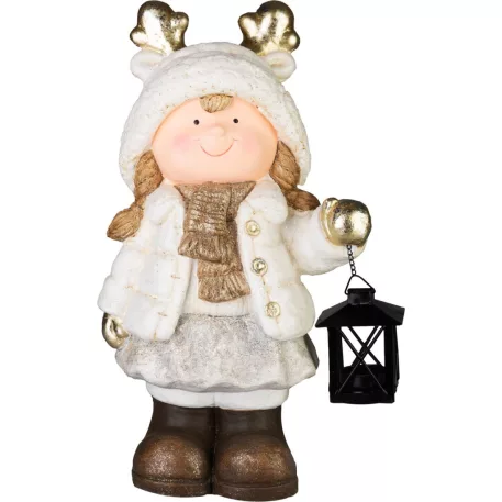 MagicHome Karácsonyi Dekoráció Lány, lámpával, 22.8 x 15 x 40 cm