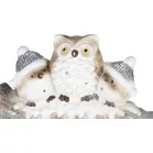 MagicHome karácsonyi dekoráció, baglyok havas fatörzsön, LED, 20,5x49,5x27,5 cm