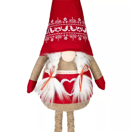 MagicHome Karácsonyi Dekoráció, Törpe, Lány kihúzható lábakkal, 21 x 13 x 90 cm