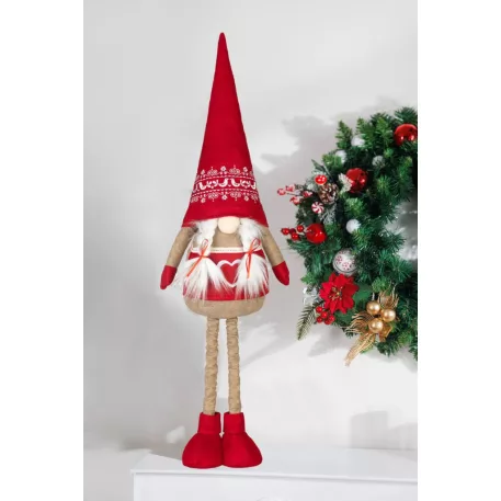MagicHome Karácsonyi Dekoráció, Törpe, Lány kihúzható lábakkal, 21 x 13 x 90 cm