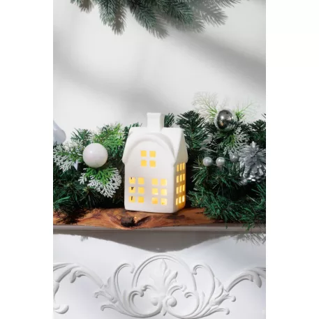 MagicHome karácsonyi dísz, házikó, 8.7 x 7.3 x 15.3 cm