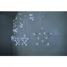   MagicHome karácsonyi függönylánc, 138x LED hideg fehér, csillagokkal, 230V, 8 funkció, világítás, H-220x60/90 cm