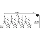 MagicHome karácsonyi függönylánc, 138x LED hideg fehér, csillagokkal, 230V, 8 funkció, világítás, H-220x60/90 cm