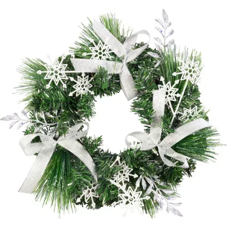 MagicHome karácsonyi koszorú, natúr, masnikkal, 35 cm