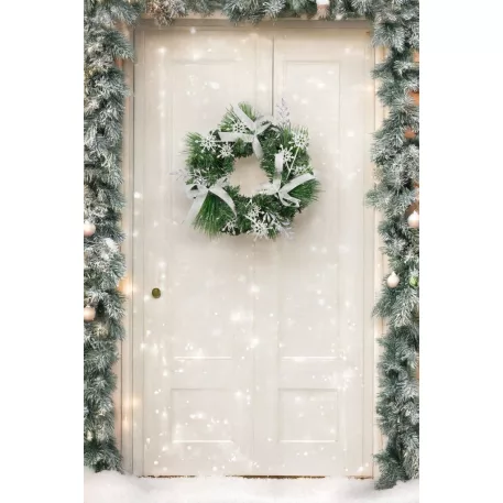 MagicHome karácsonyi koszorú, natúr, masnikkal, 35 cm
