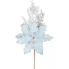 MagicHome karácsonyfaág, mikulásvirággal, kék/ezüst, 27 cm