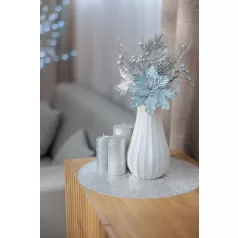   MagicHome karácsonyfaág, mikulásvirággal, kék/ezüst, 27 cm