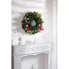 MagicHome karácsonyi gally, nyalókával és gombával, 19 cm