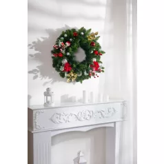   MagicHome karácsonyi gally, nyalókával és gombával, 19 cm