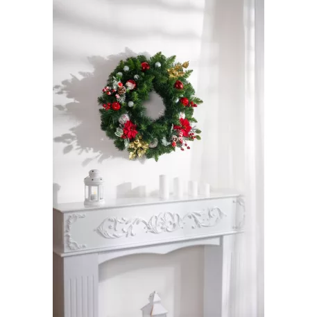 MagicHome karácsonyi gally, nyalókával és gombával, 19 cm