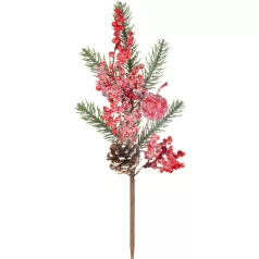 MagicHome karácsonyfaág, bogyós, piros, 33 cm