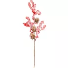 MagicHome karácsonyfaág, tobozos bogyók, piros, 34 cm