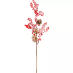 MagicHome karácsonyfaág, tobozos bogyók, piros, 34 cm