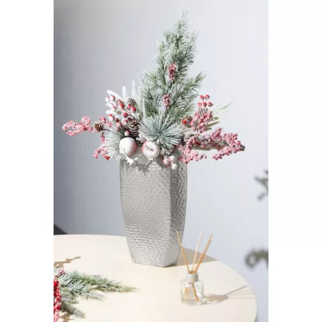 MagicHome karácsonyfaág, tobozos bogyók, piros, 34 cm