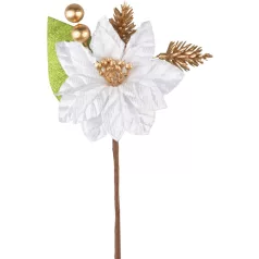 MagicHome karácsonyfaág, mikulásvirággal, fehér, 16 cm