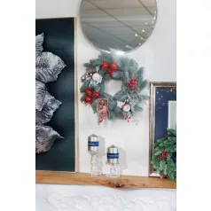 MagicHome karácsonyfaág, golyókkal, piros, 22 cm