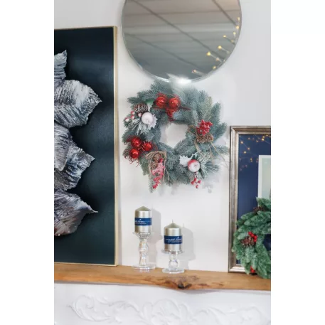 MagicHome karácsonyfaág, golyókkal, piros, 22 cm