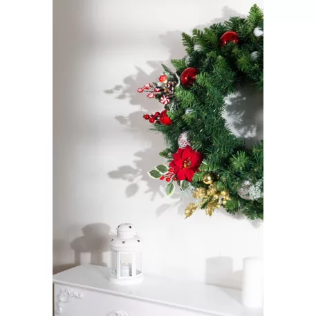 MagicHome karácsonyfaág, magyal ággal, arany színű, 24 cm