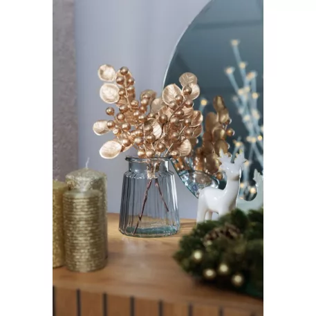 MagicHome karácsonyi gally, bogyókkal, arany, 27 cm