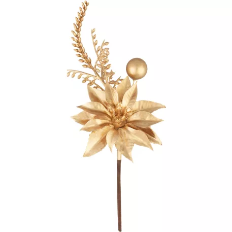 MagicHome karácsonyi ágacska, mikulásvirággal, arany, 24 cm