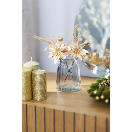 MagicHome karácsonyi ágacska, mikulásvirággal, arany, 24 cm