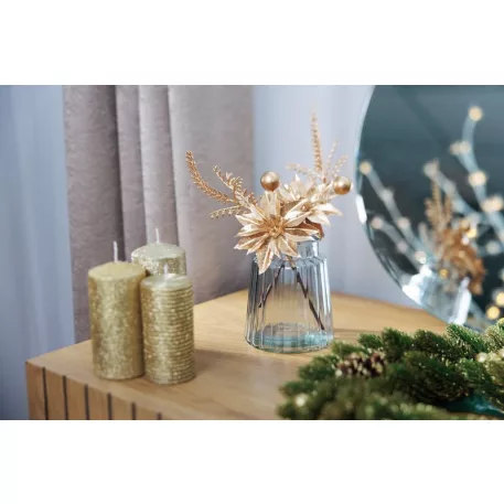 MagicHome karácsonyi ágacska, mikulásvirággal, arany, 24 cm