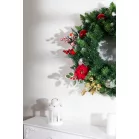 MagicHome karácsonyfaág, mikulásvirággal, piros, 24 cm