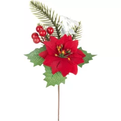 MagicHome karácsonyfaág, mikulásvirággal, 24 cm