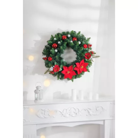 MagicHome karácsonyfaág, mikulásvirággal, 24 cm