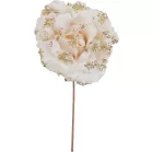 MagicHome karácsonyi virág, rózsa, krém, 17 cm, virágméret: 9 cm