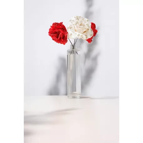 MagicHome karácsonyi virág, rózsa, krém, 17 cm, virágméret: 9 cm