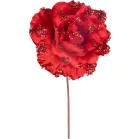 MagicHome karácsonyi virág, rózsa, piros, 17 cm, virágméret: 9 cm