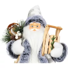   MagicHome Karácsonyi Dekoráció, Mikulás, fehér-szürke, 45 cm