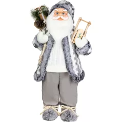   MagicHome Karácsonyi Dekoráció, Mikulás, fehér-szürke, 60 cm