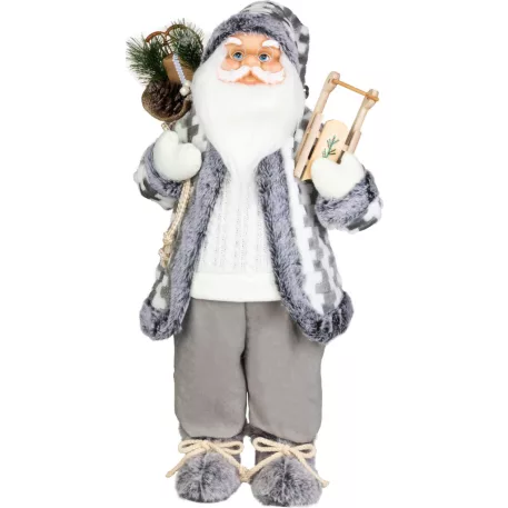 MagicHome Karácsonyi Dekoráció, Mikulás, fehér-szürke, 60 cm