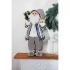 MagicHome Karácsonyi Dekoráció, Mikulás, fehér-szürke, 60 cm