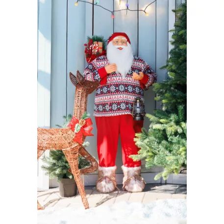 MagicHome Karácsonyi Dekoráció, Mikulás, pulóverrel, 120 cm