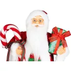 MagicHome Karácsonyi Dekoráció, Mikulás, ajándékkal, piros, 45 cm